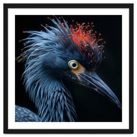 Blue Heron Bird Head With Orange Crown