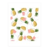 Pineapples & Pine Cones, Eclectic Tropical Nature Illustration, Quirky Fun Fruit Food Graphic Design (Print Only) thumbnail