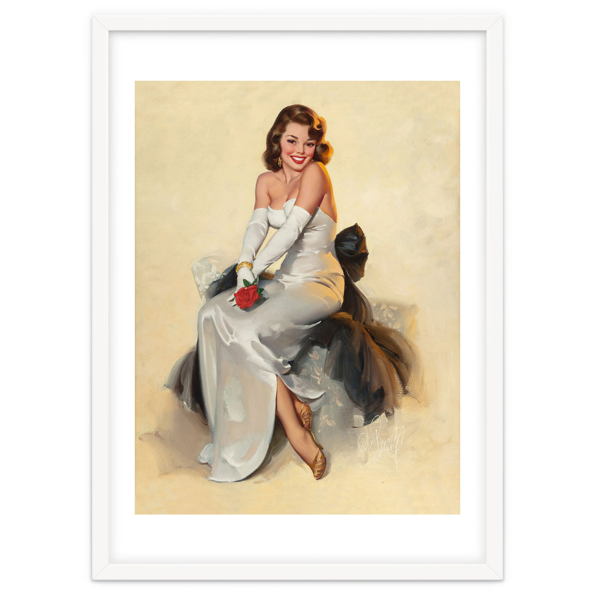 Smiling Young Woman Posing With Flower