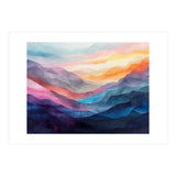 Vibrant Abstract Watercolor Mountain Landscape (Print Only) thumbnail