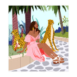 Spirit Animal, Cheetah, Leopard, Tiger Wildlife, Tropical Jungle Wild Cat Animals, Bohemian Woman Travel Garden Nature (Print Only) thumbnail