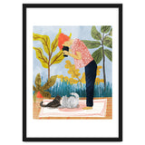Saturday Afternoon | Cat Mom Pets Photography | Animals Kitten Picnic Watercolor Painting thumbnail