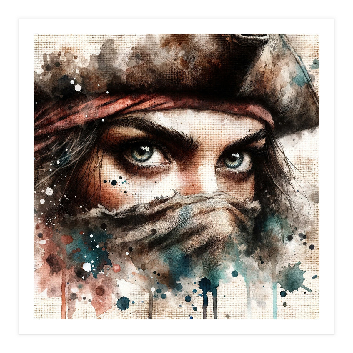 Watercolor Pirate Woman #1 (Print Only)