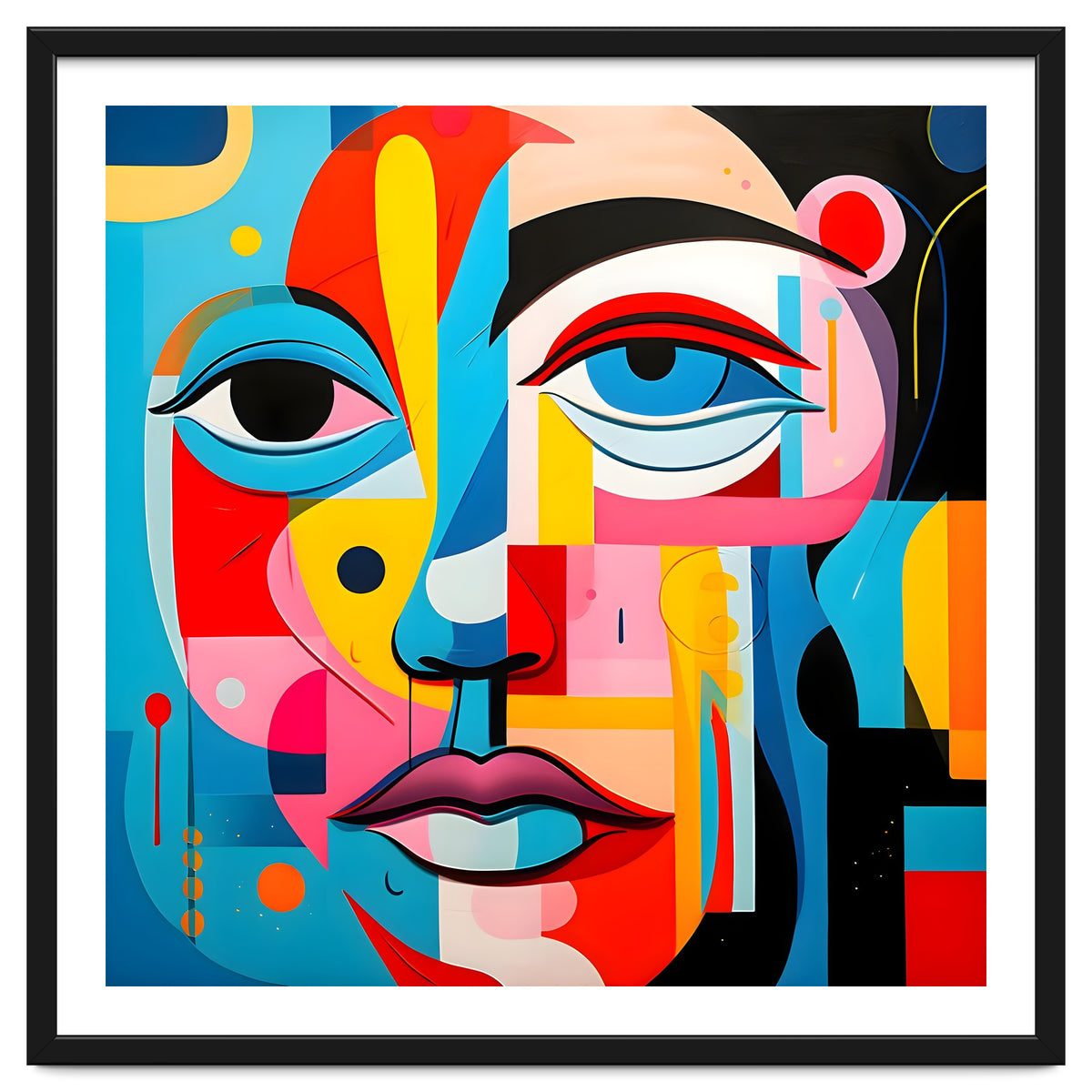 CUBIST HARMONY,  face, the essence of Cubist inspiration in a fragmented vibrant spectrum.