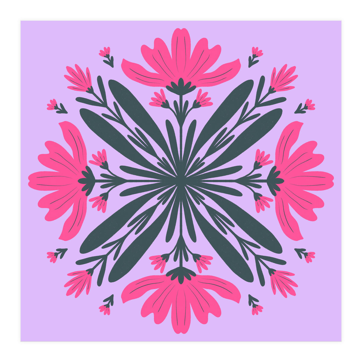 Magenta mandala flowers (Print Only)