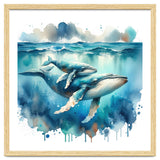 Mother And Calf Whales Watercolor thumbnail