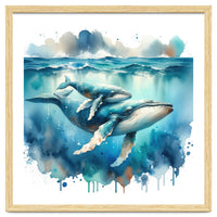Mother And Calf Whales Watercolor