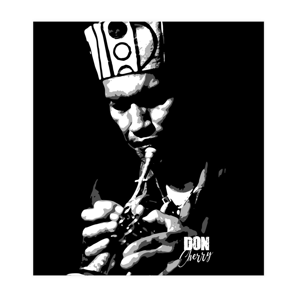 Don Cherry Trumpeter Jazz Music Legend in Grayscale (Print Only)