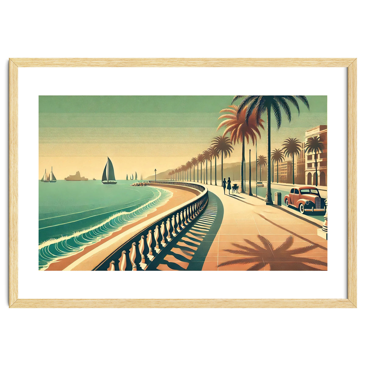 Vintage Coastal Promenade Poster