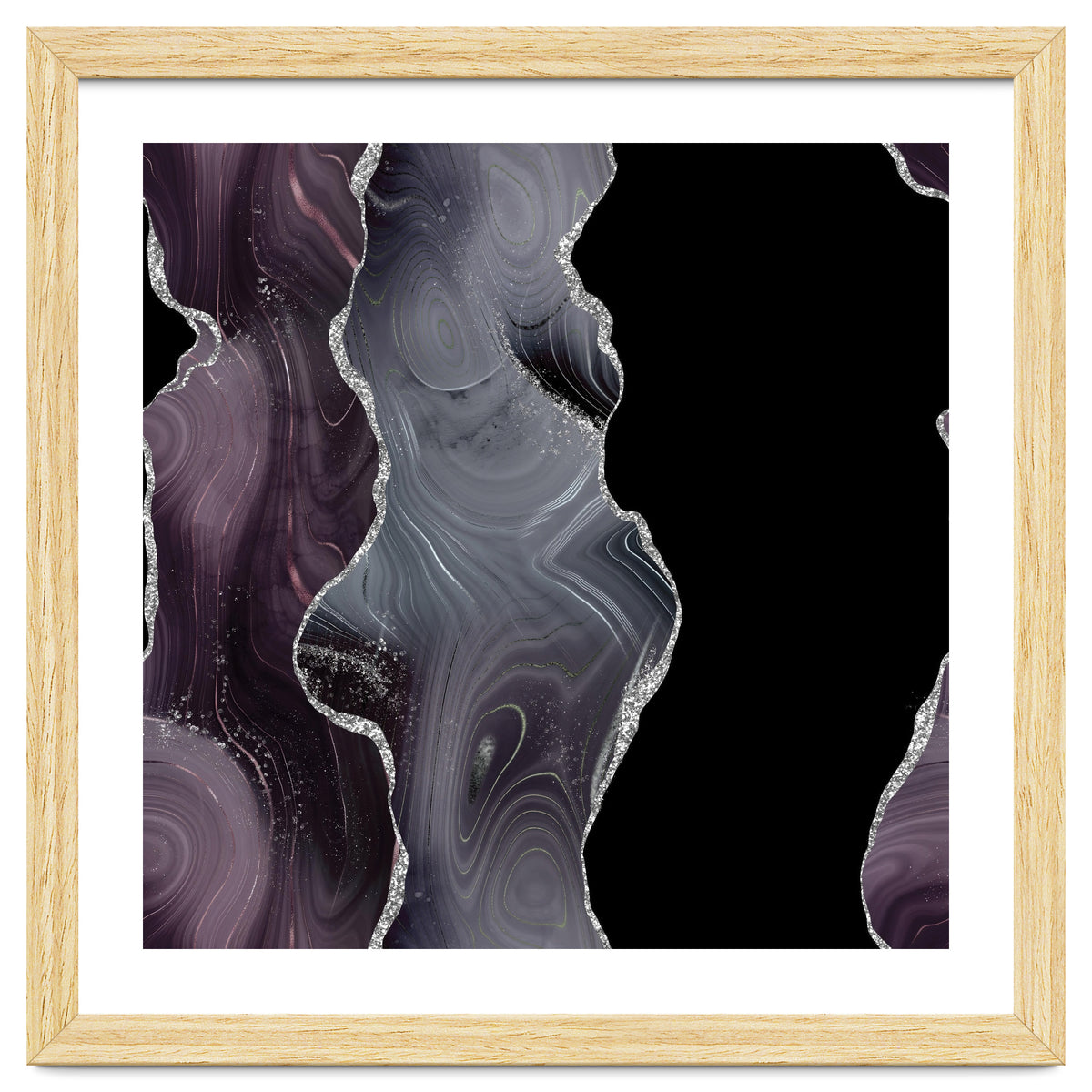 Black & Silver Glitter Agate Texture 02