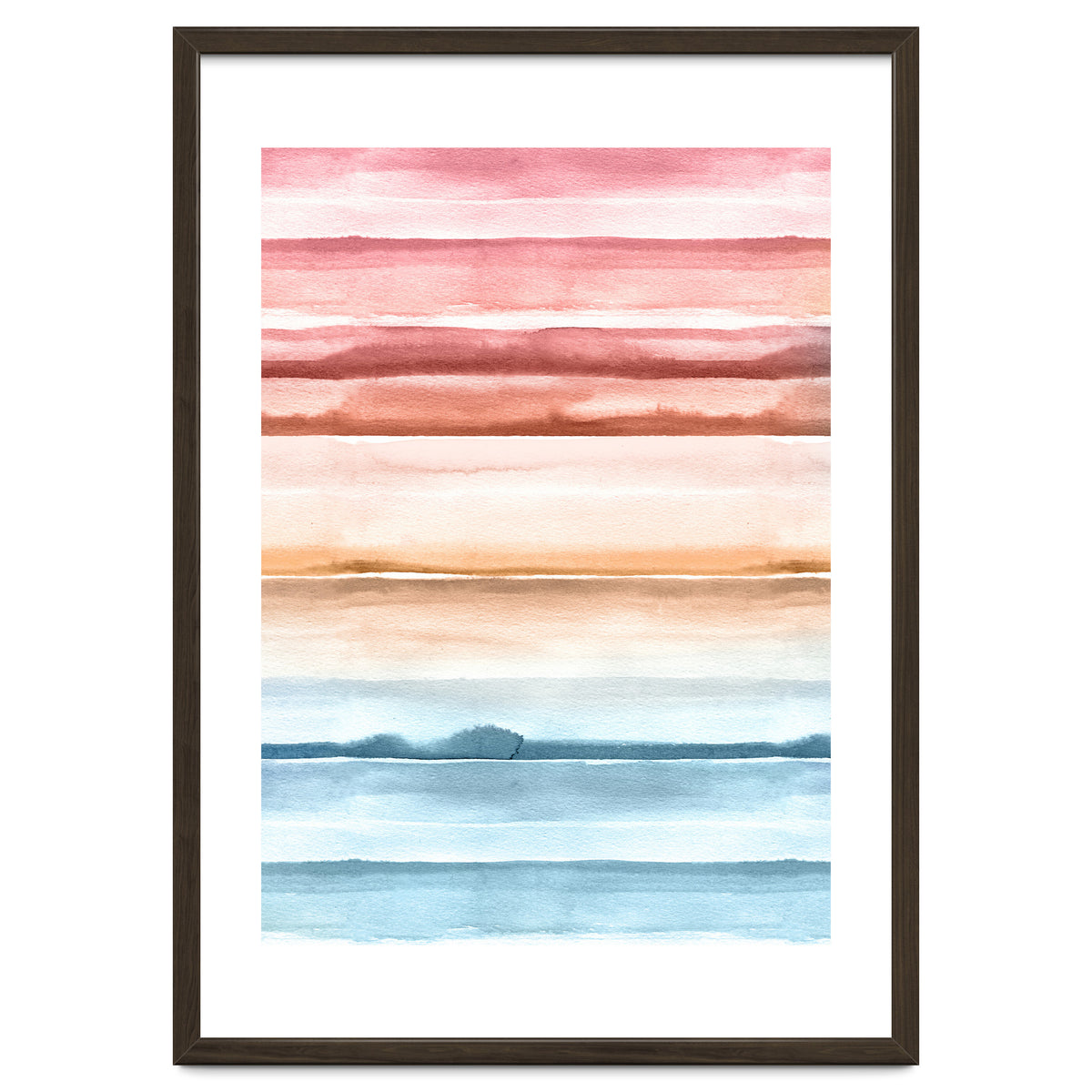 Watercolour Abstract Stripes Red Blue
