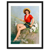 Pinup Girl Fishing With Her Dog thumbnail