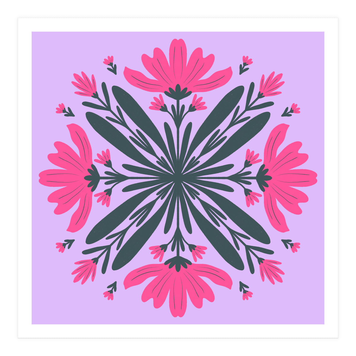 Magenta mandala flowers (Print Only)