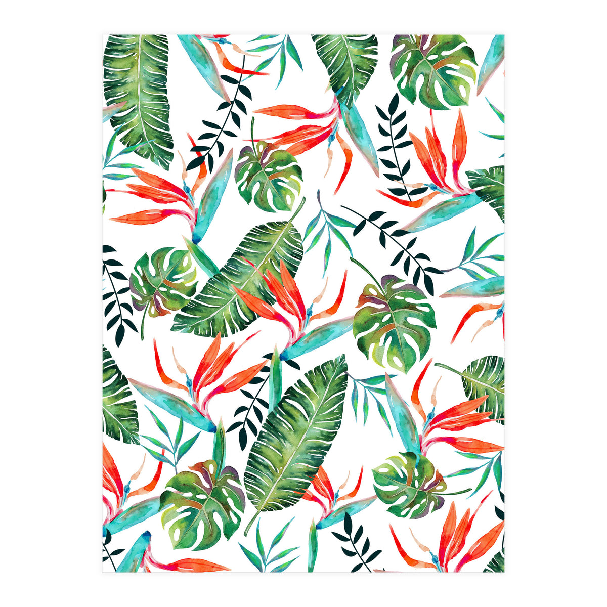 A New Paradise #Bird of paradise painted tropical art & pattern (Print Only)