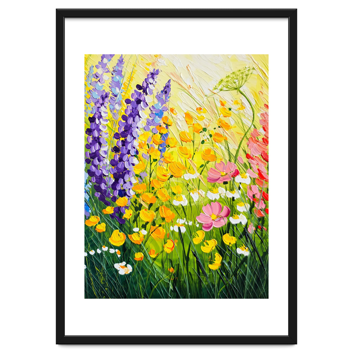 Sun-Drenched Wildflower Meadow Oil Painting