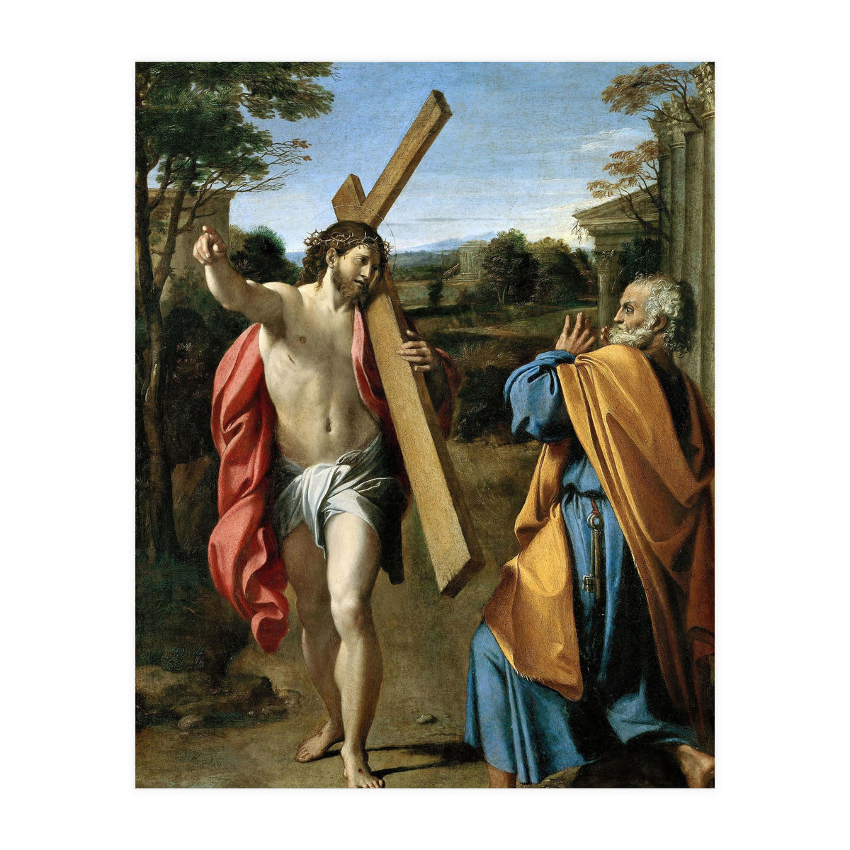 Annibale Carracci / 'Domine, quo vadis?', c. 1602, Oil on panel, 77.4 x 56.3cm. AGOSTINO CARRACCI. (Print Only)