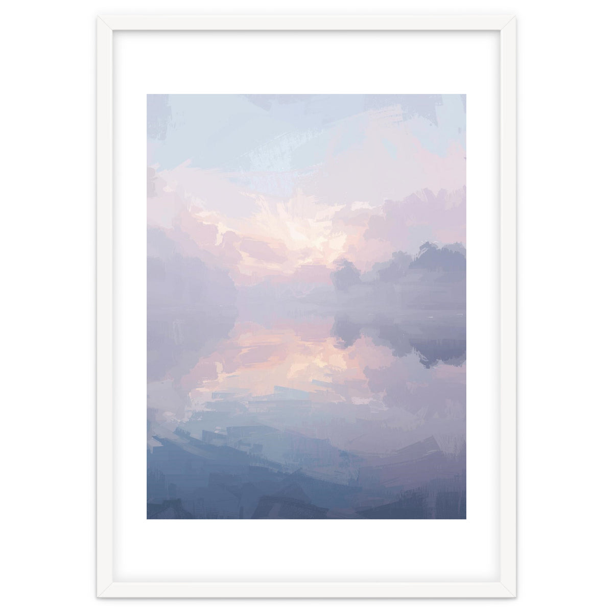 Ethereal Misty Lakeside at Dawn