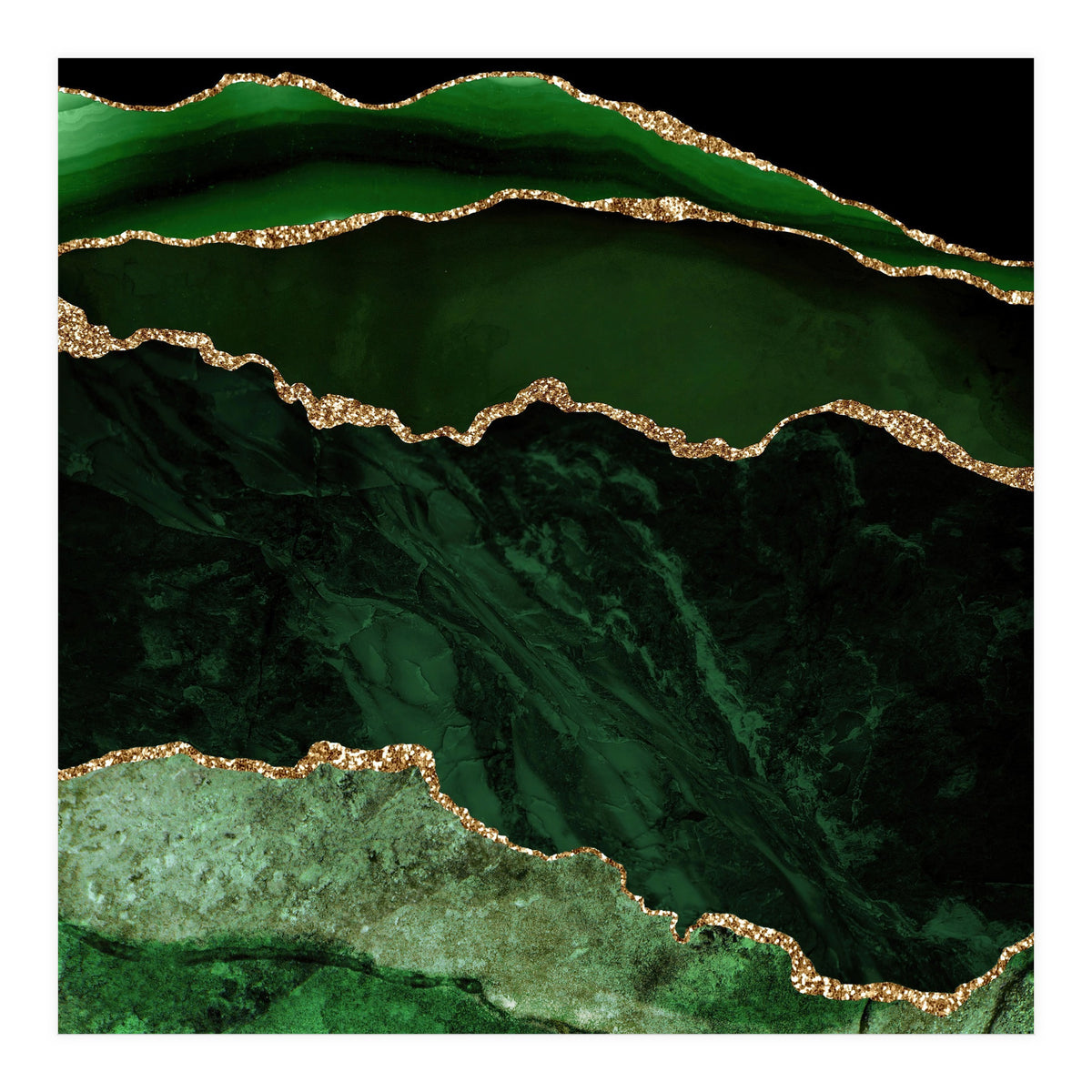 Green & Gold Agate Texture 02  (Print Only)