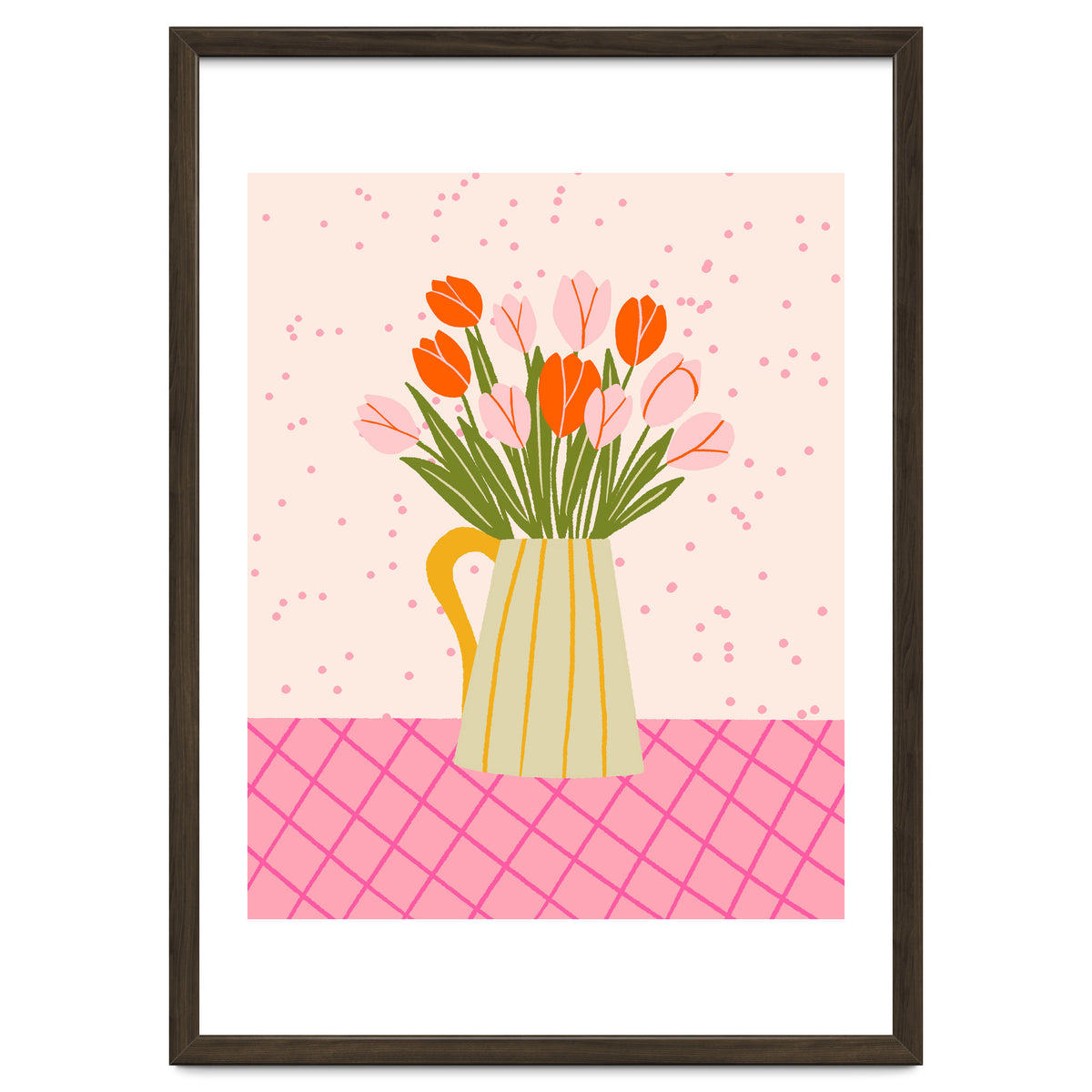 Tulips in a vase - pink and orange