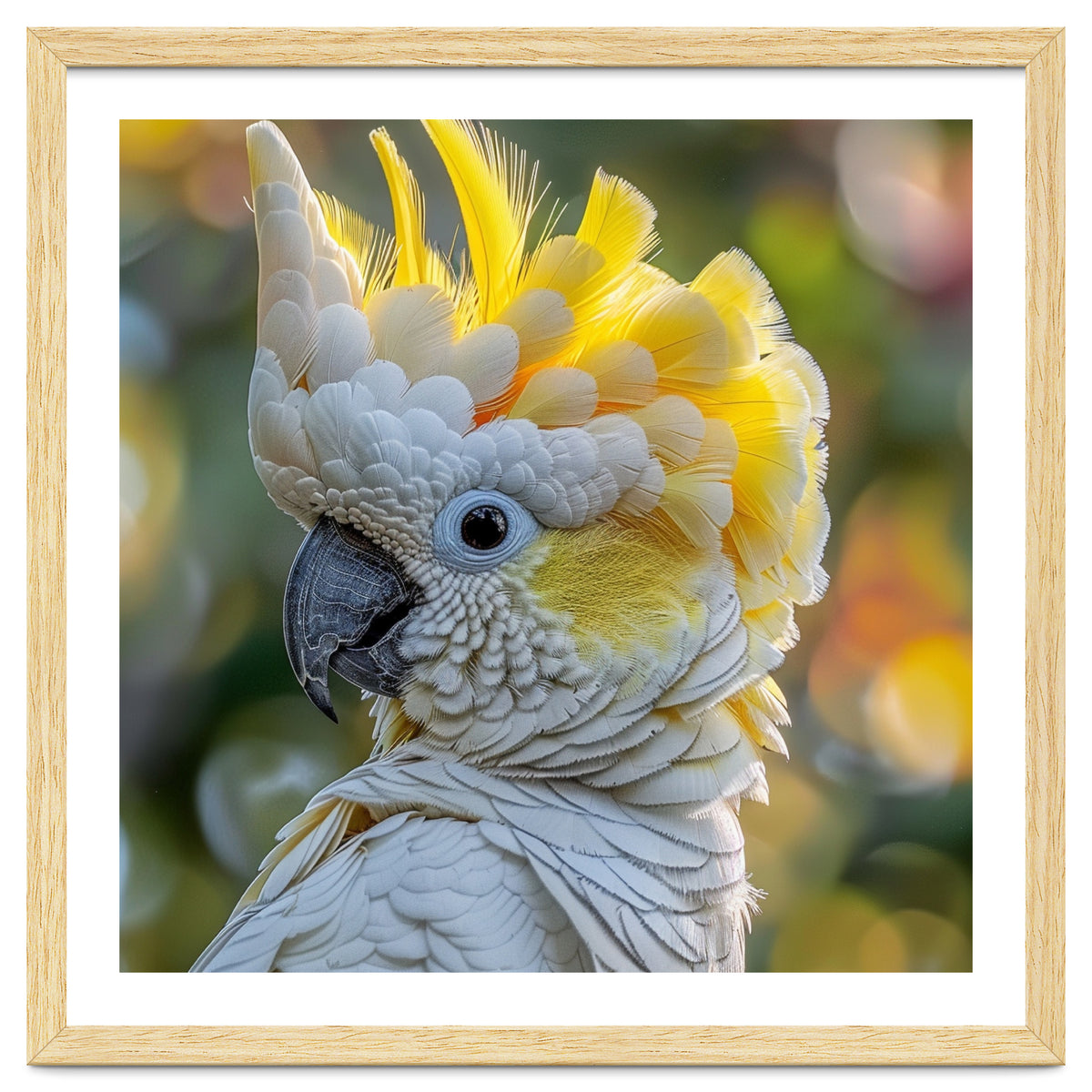 Yellow Crested Cockatoo Bird Close Up Portrait