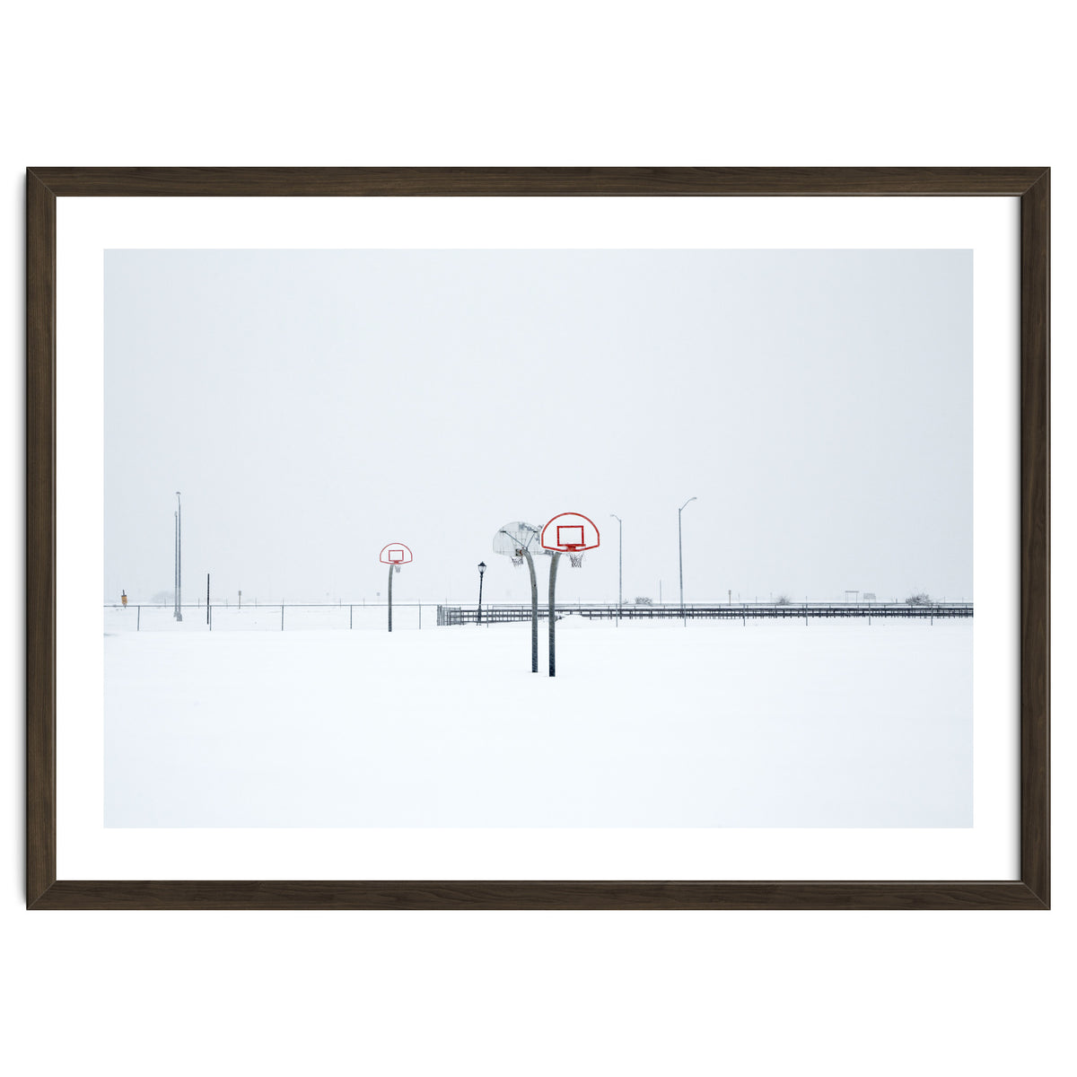 Snow-covered Basketball court