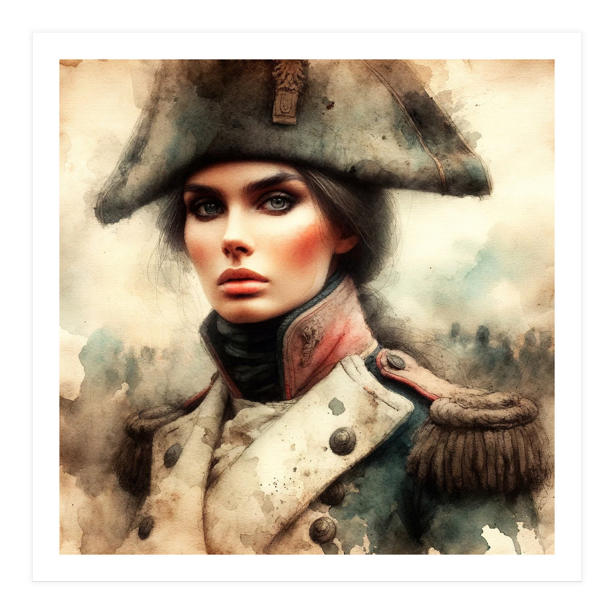 Napoleonic Officer Woman Portrait (Print Only)