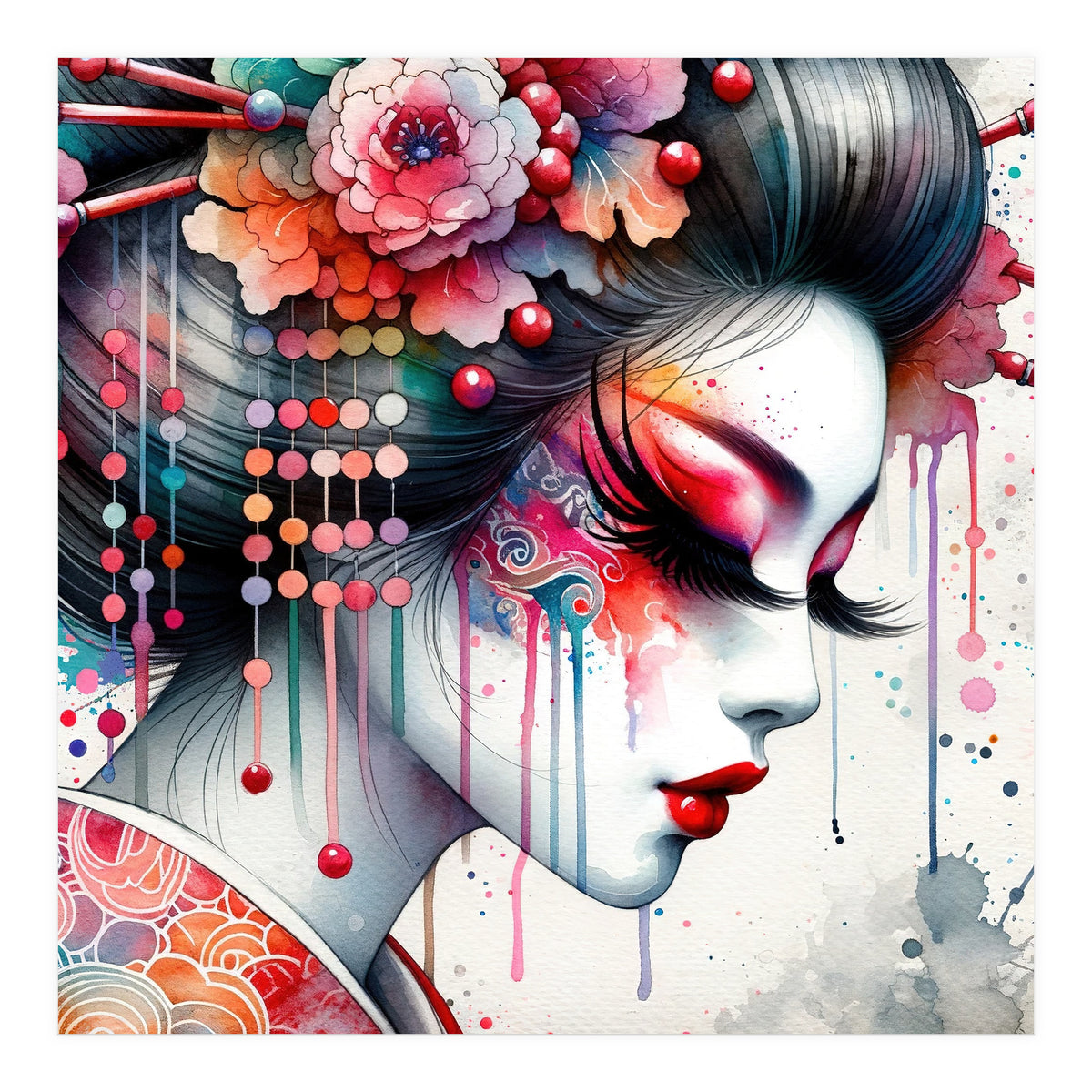 Ornate Bloom Modern Geisha (Print Only)