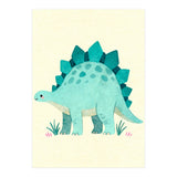 Teal Stegosaurus Watercolor Art, Cute Dinosaur Nursery Print, Whimsical Dino Illustration (Print Only) thumbnail