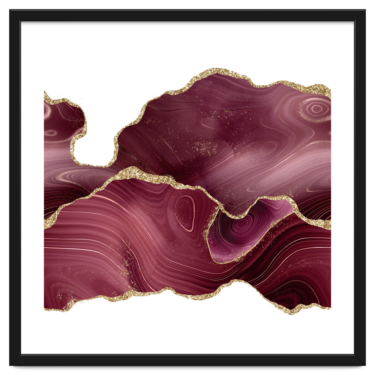 Burgundy & Gold Glitter Agate Texture 08