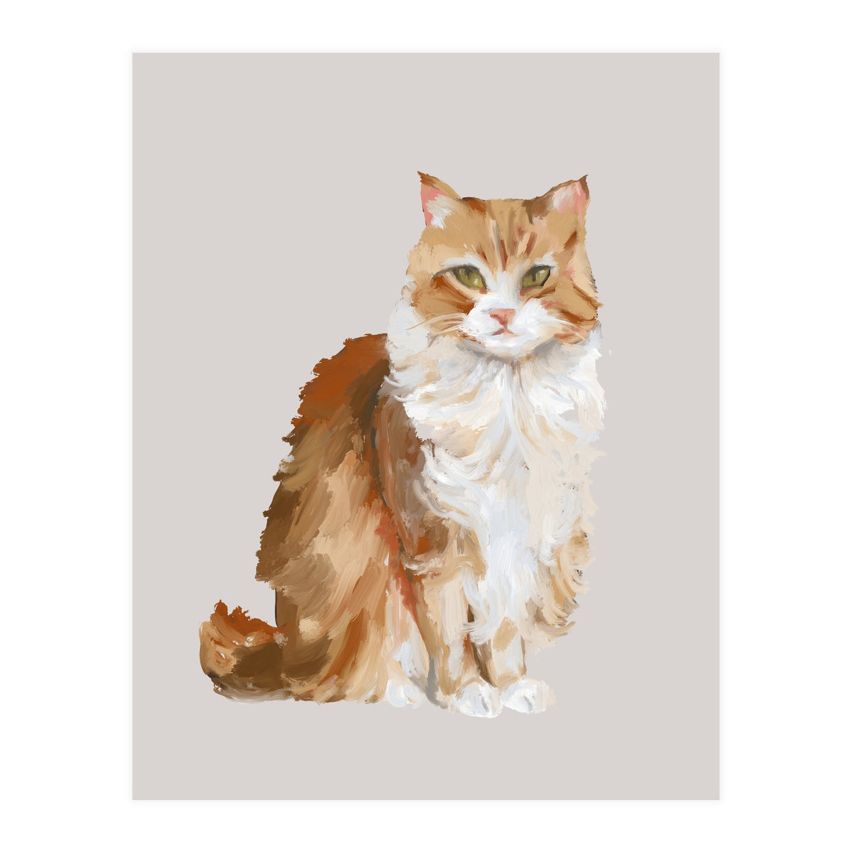 Handpainted messy oil painting of furry baby cat  (Print Only)