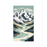 Majestic Alpine Peaks: Organic Modern Landscape Art (Print Only)