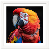 Scarlet Macaw Parrot Close Up Portrait Vivid Colors