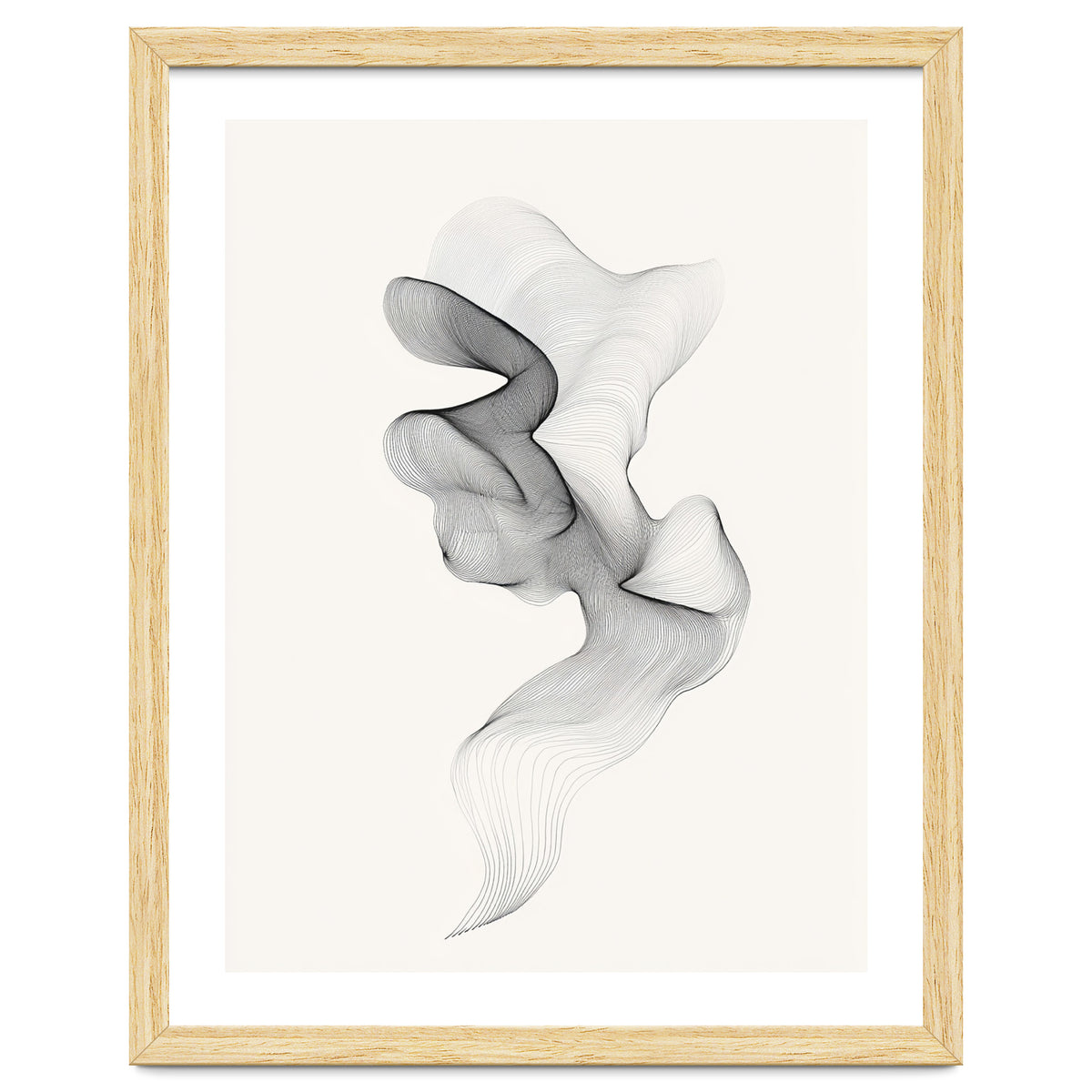 Abstract Black And White Swirling Lines Flowing Form