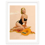 Pinup Woman Is Posing On A Beach thumbnail