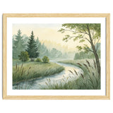 Misty Morning Riverbank: A Woodland Sanctuary thumbnail