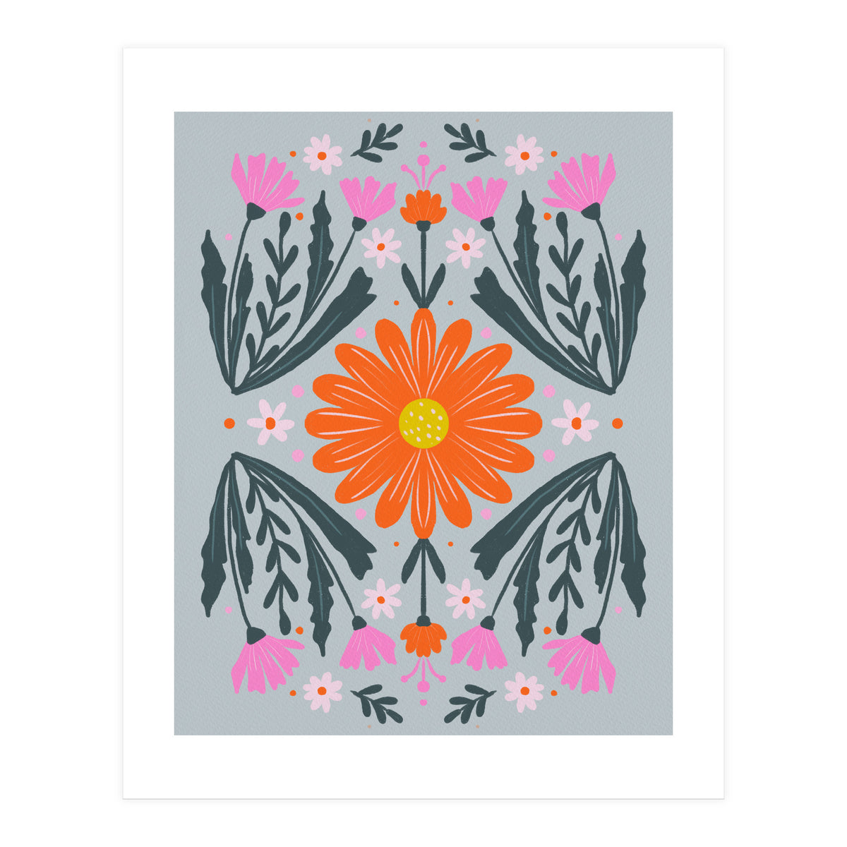 Orange Flower with pink buds (Print Only)