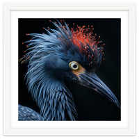 Blue Heron Bird Head With Orange Crown