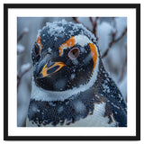 Penguin In Snow Falling Close Up Portrait thumbnail