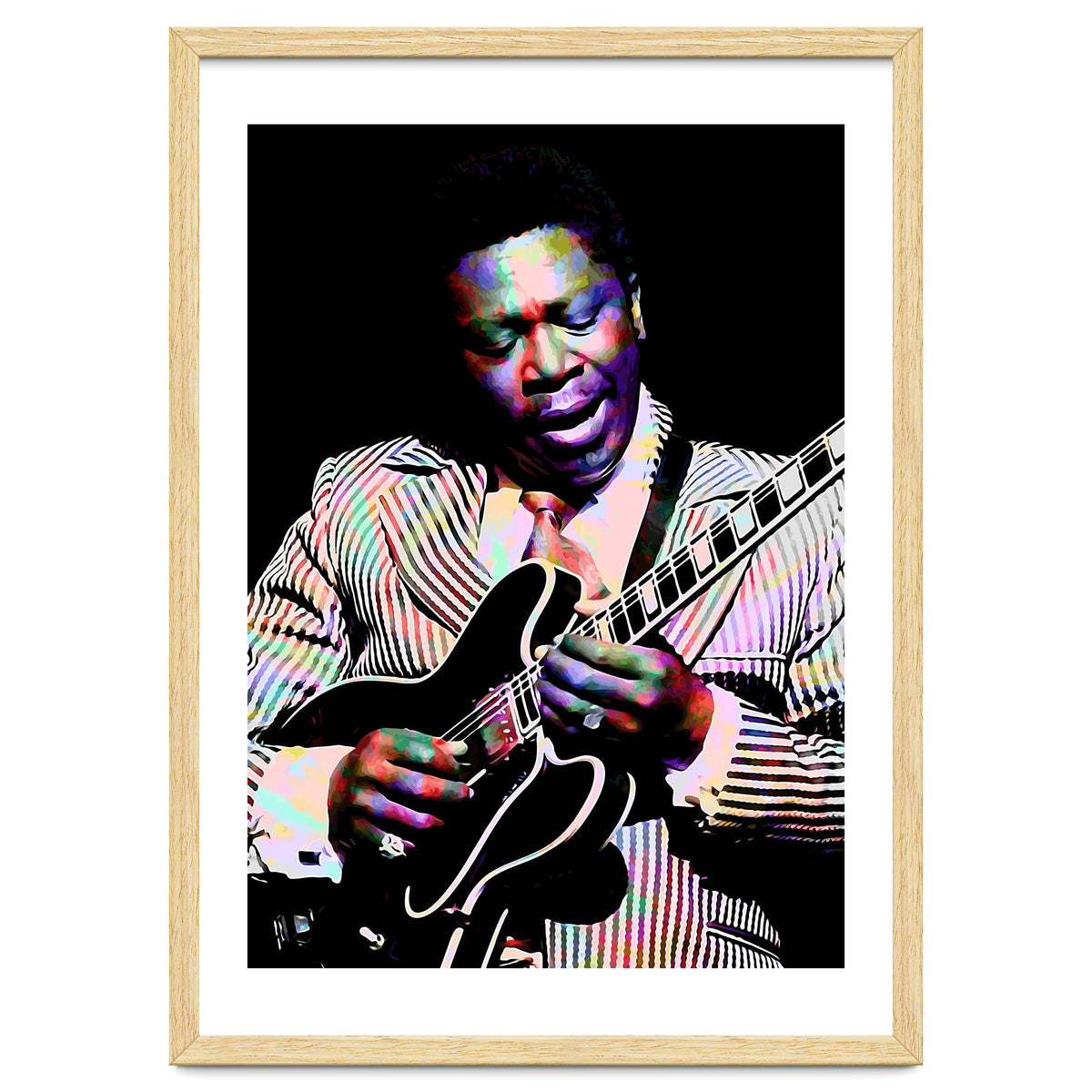 BB King. American Blues Guitarist in Colorful Art
