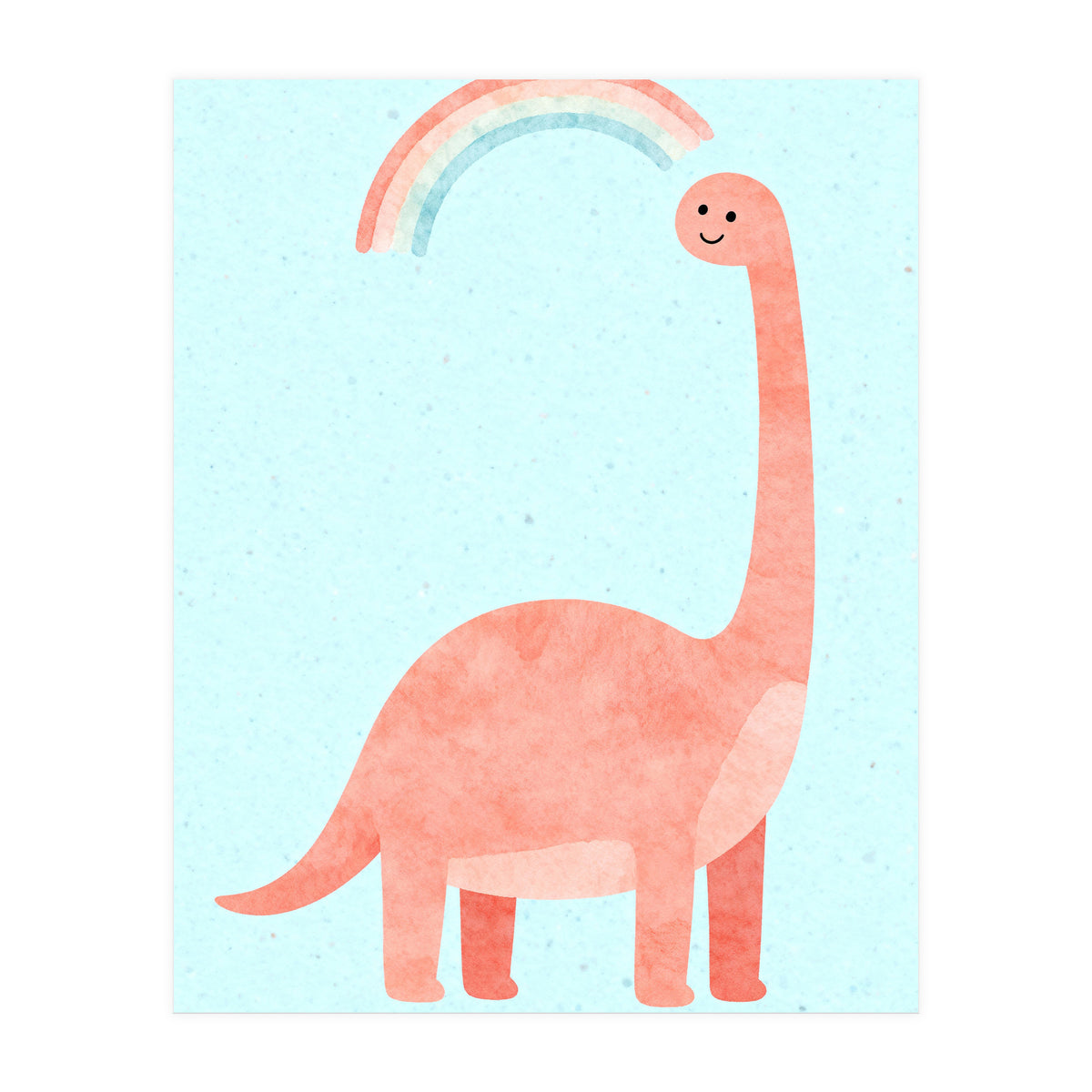 Rainbow Dinosaur Nursery Art, Cute diplodocus Watercolor, Pink Dino Illustration (Print Only)