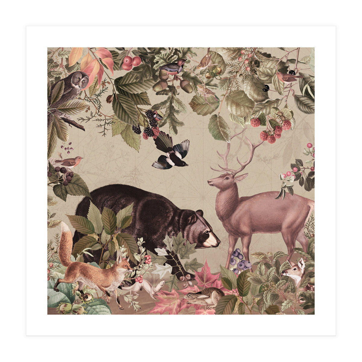 Nostalgic Autumn guardians of the forest (Print Only)