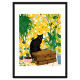 Urban Jungle Cat, Black Cats Pets Terrazzo Decor, Whimsical Bohemian Animals Illustration, Eclectic Quirky Travel thumbnail