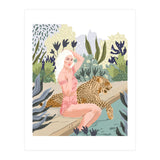 How to Train Your Leopard, Wild Cat Bohemian Woman Painting, Swimming Pool Bikini Summer Swim Animal (Print Only) thumbnail