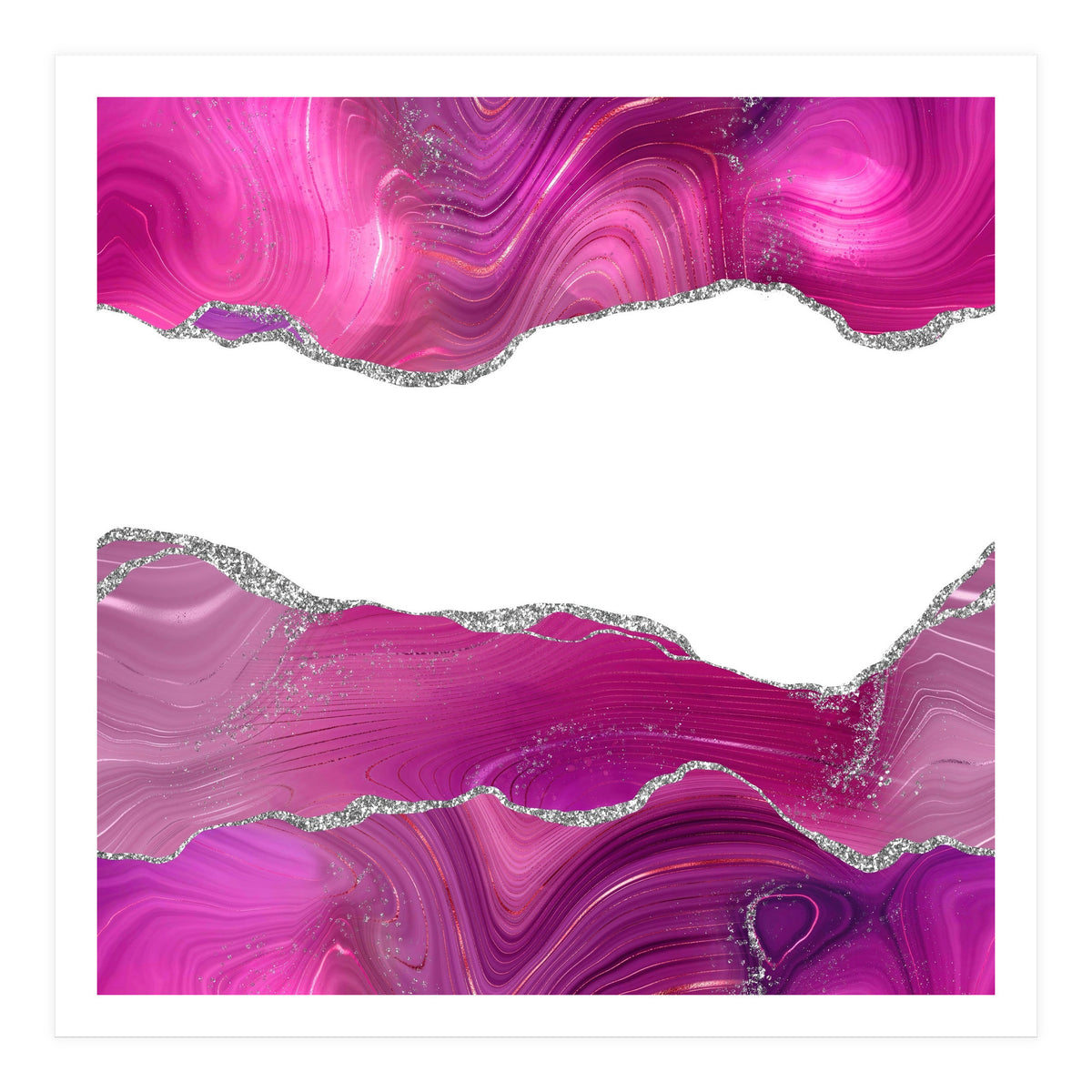 Magenta & Silver Agate Texture 08  (Print Only)