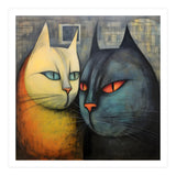 FURRY FRIENDS: GOLDIE AND CHARCOAL, lively duo of animated cats – green eyes, orange eyes. Whiskers charm. (Print Only) thumbnail