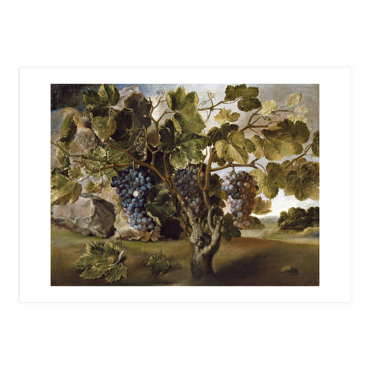 Tomás Hiepes / 'Landscape with a Grapevine', 17th century, Spanish School, Oil on canvas, 67 cm x... (Print Only)