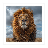 Majestic Lion Portrait Windblown Mane Outdoors (Print Only) thumbnail