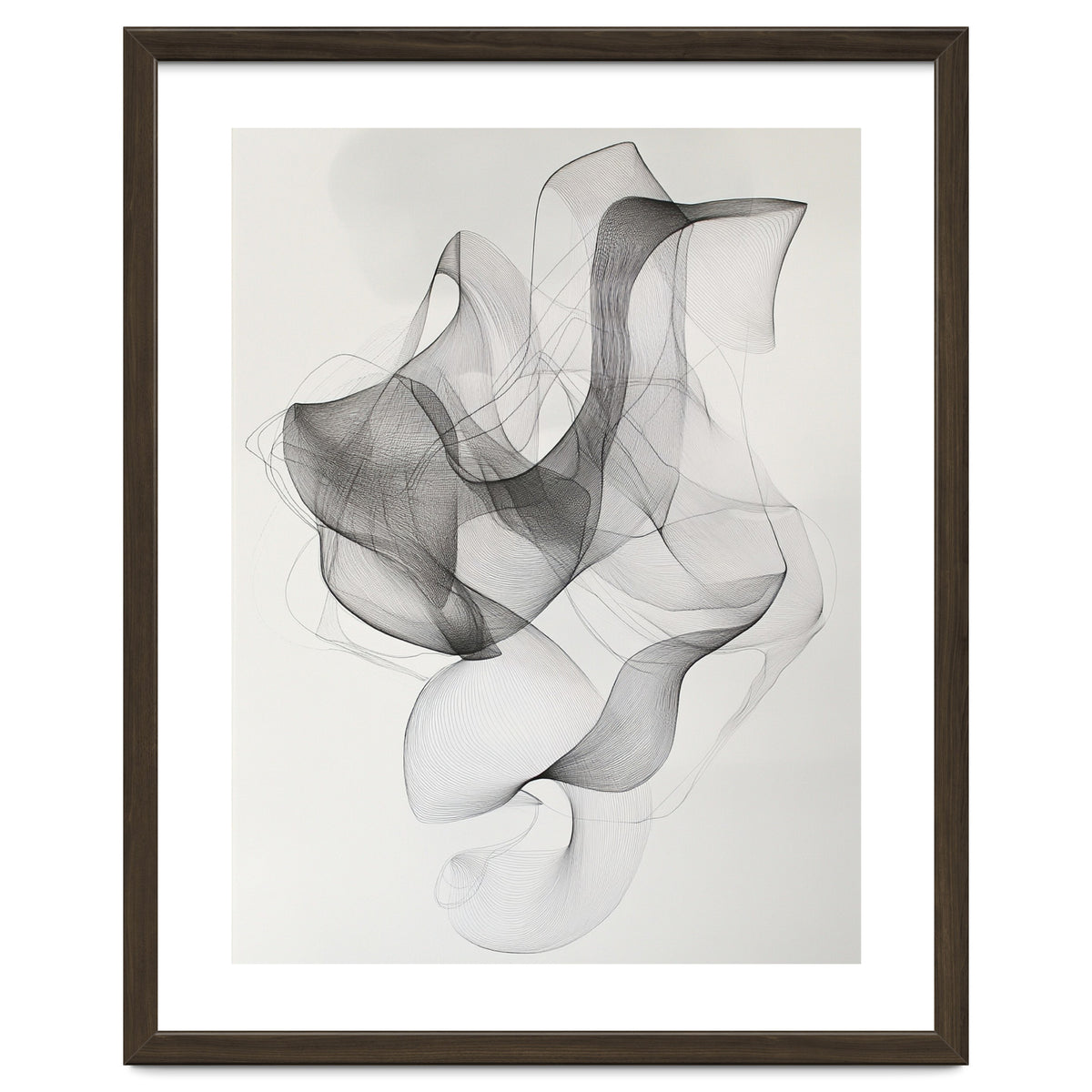 Abstract Black And White Swirling Lines Art