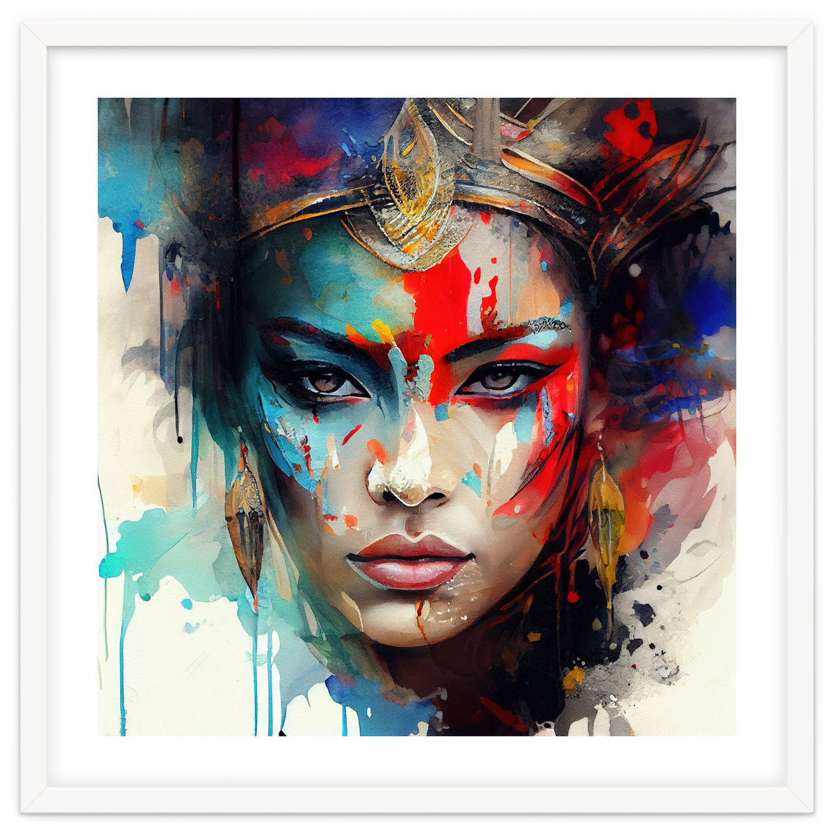 Crowned Mask Asian Warrior Portrait