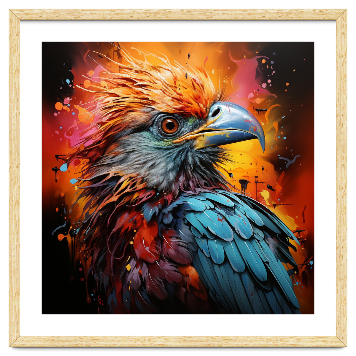 Vibrant Eagle Portrait Abstract Colorful Splatter Art